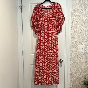 Rujuta Shetti for Anthropologie Red Ikat Craftan